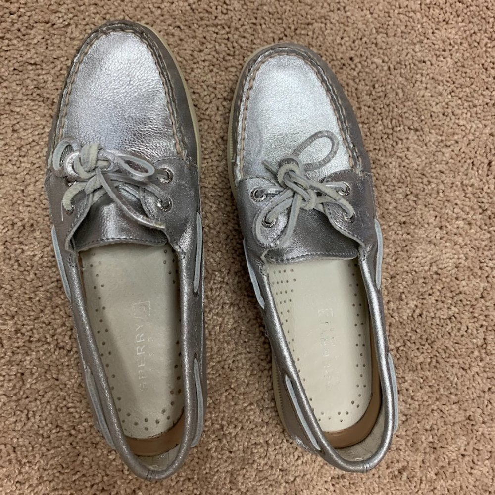 Silver Sperry Loafers